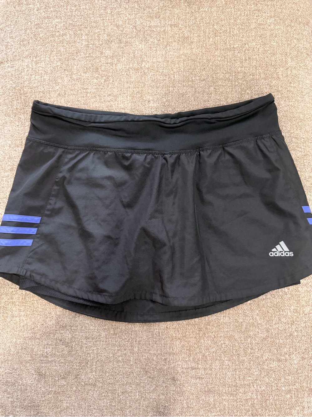 adidas Black Athletic Skort with Blue Stripe Accents